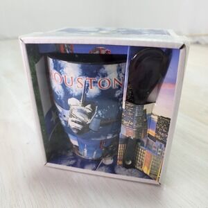 Houston Texas Space Shuttle Souvenir Mug and Spoon Set Postcard Factory New
